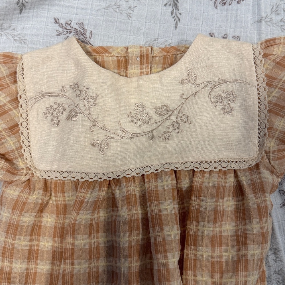 Plaid Beige Kids Bodysuit - Picture 3 of 6